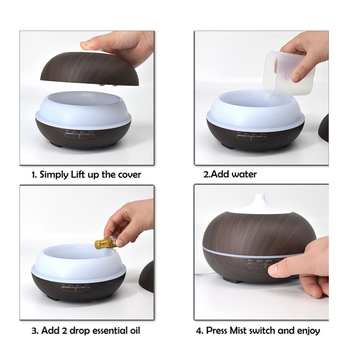 Wood Grain Essential Oil Diffuser and Humidifier