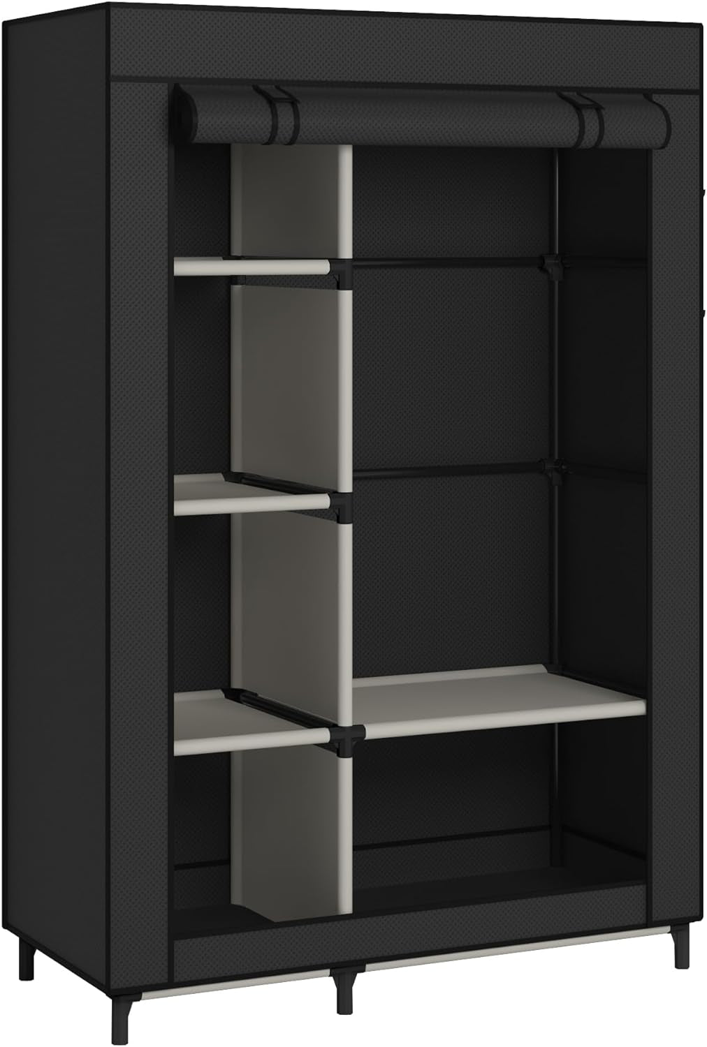 Portable Closet Organizer with 6 Shelves and Hanging Rod