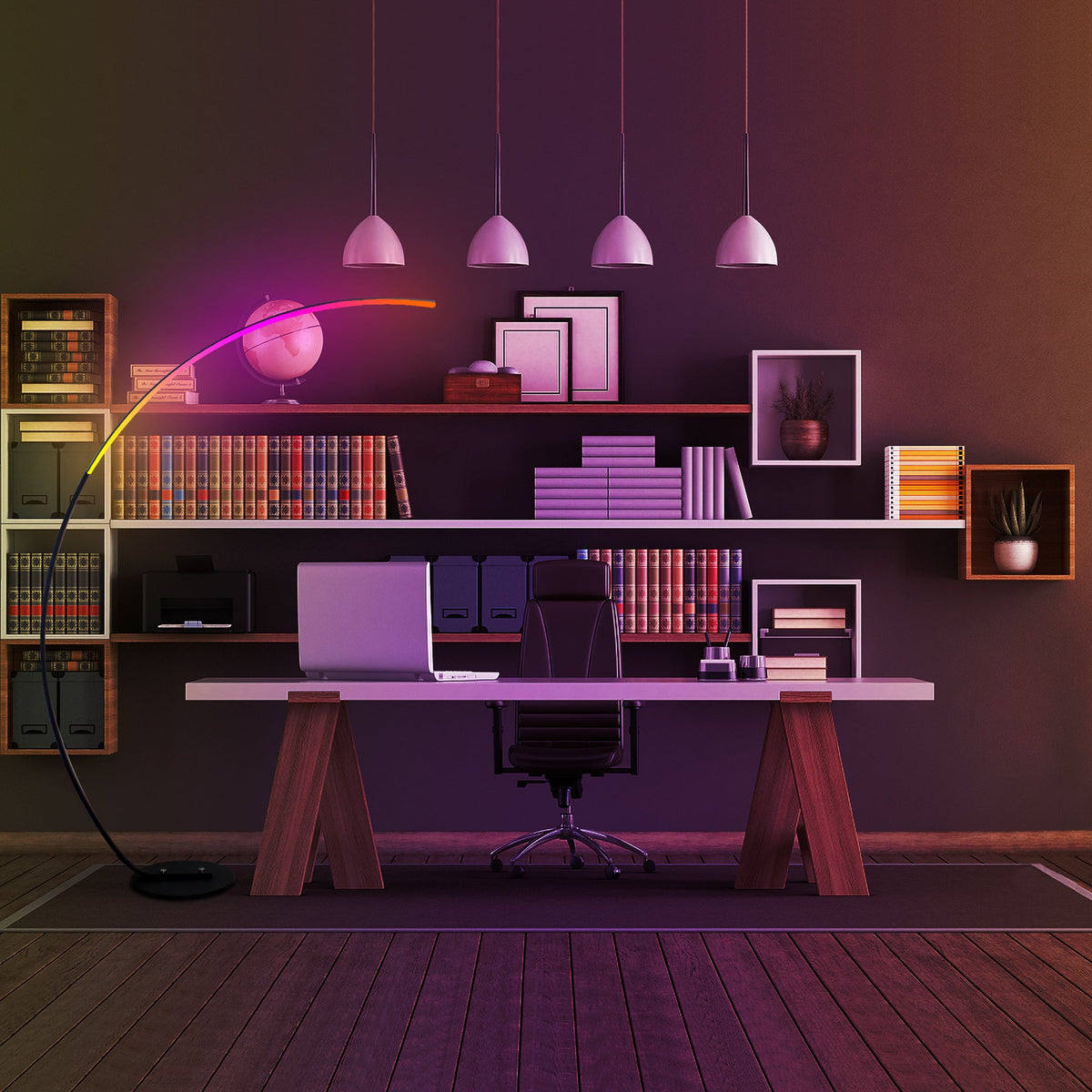 Modern Arc Floor Lamp, Dimmable RGBW