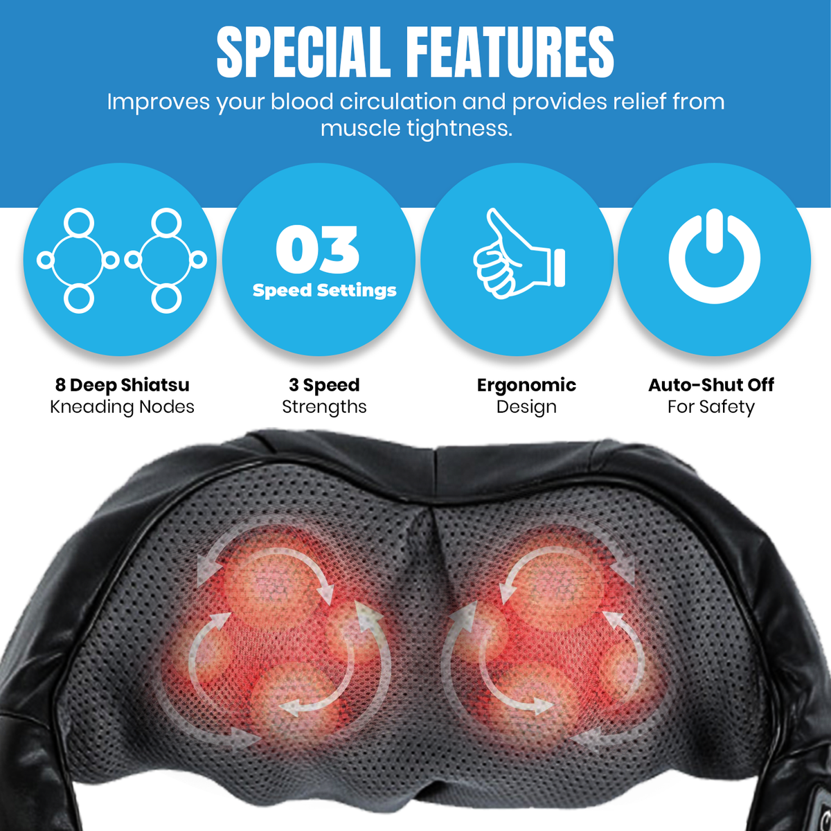 3D Shiatsu Neck and Back Massager with Heat