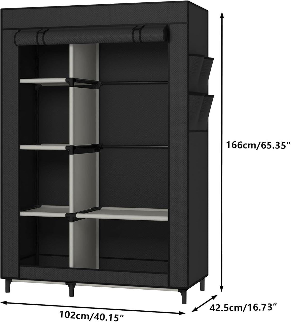 Portable Closet Organizer with 6 Shelves and Hanging Rod