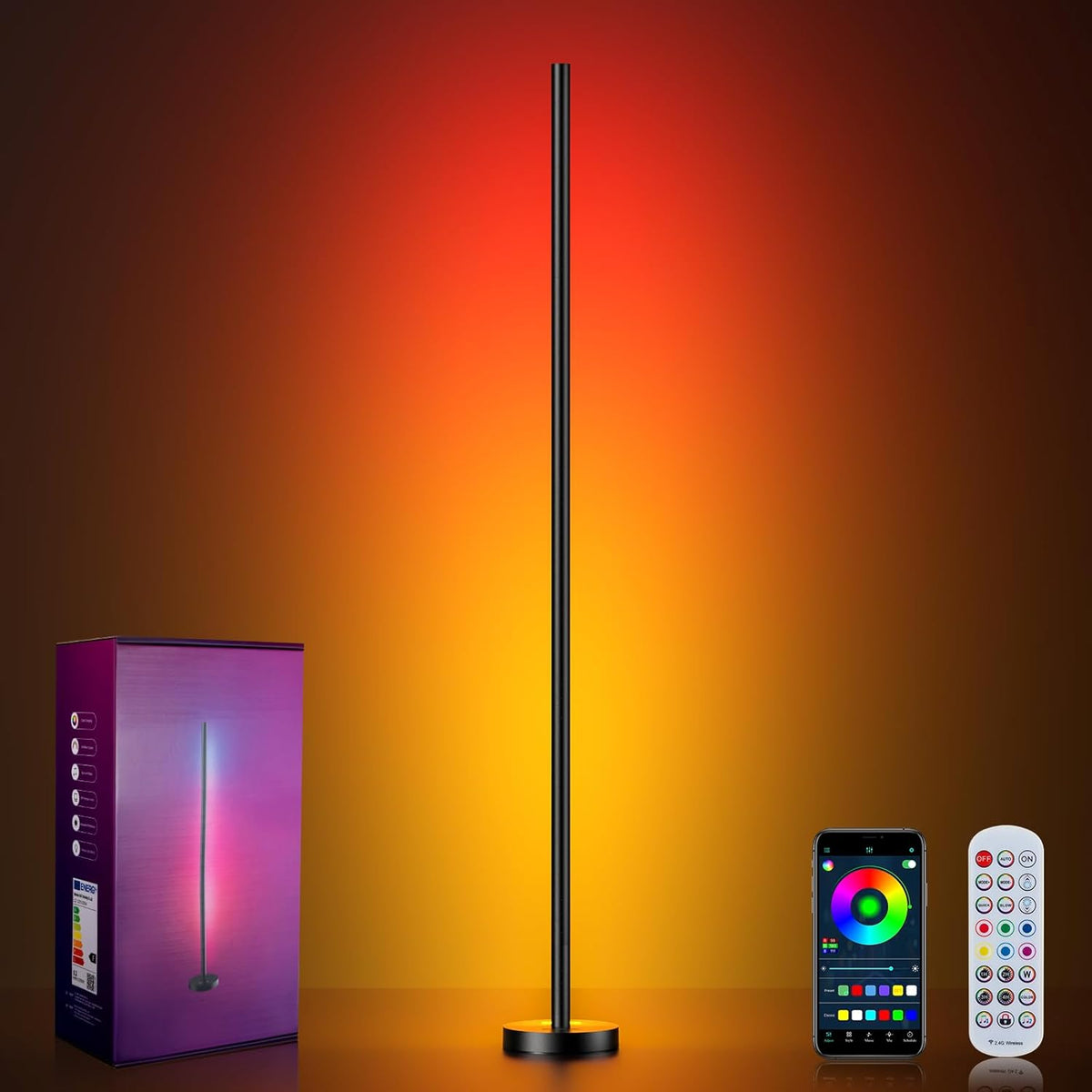 Smart Corner Floor Lamp, RGB Music Sync