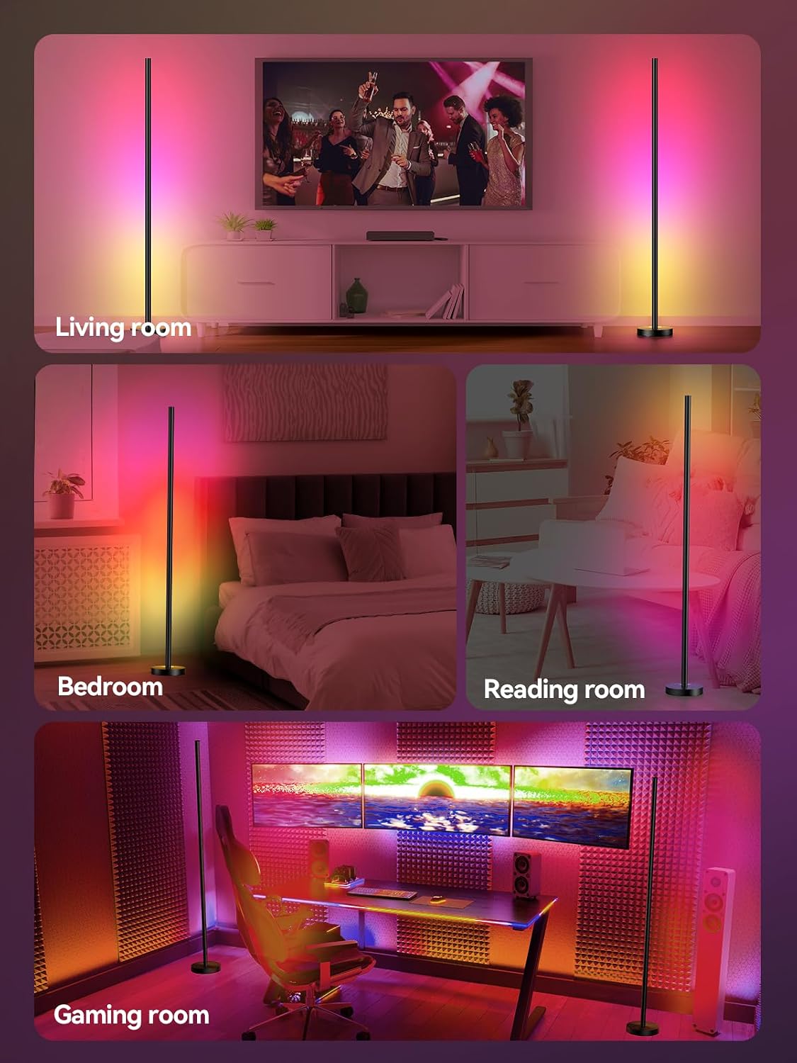 Smart Corner Floor Lamp, RGB Music Sync