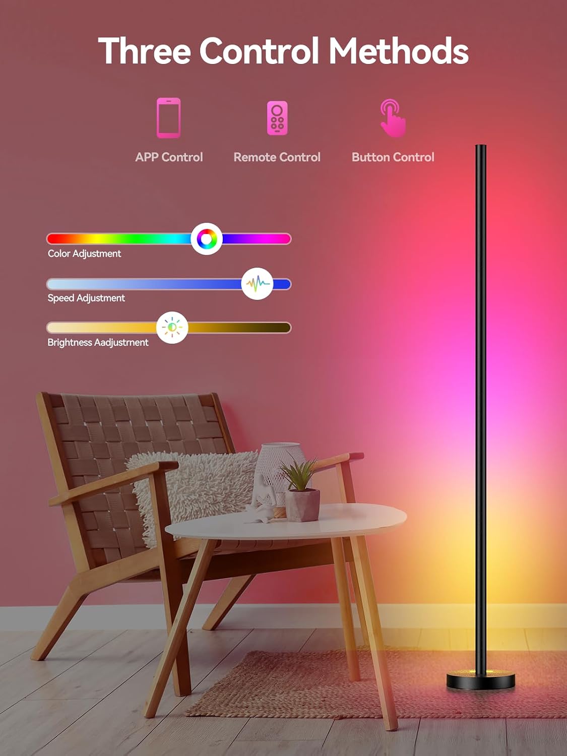 Smart Corner Floor Lamp, RGB Music Sync