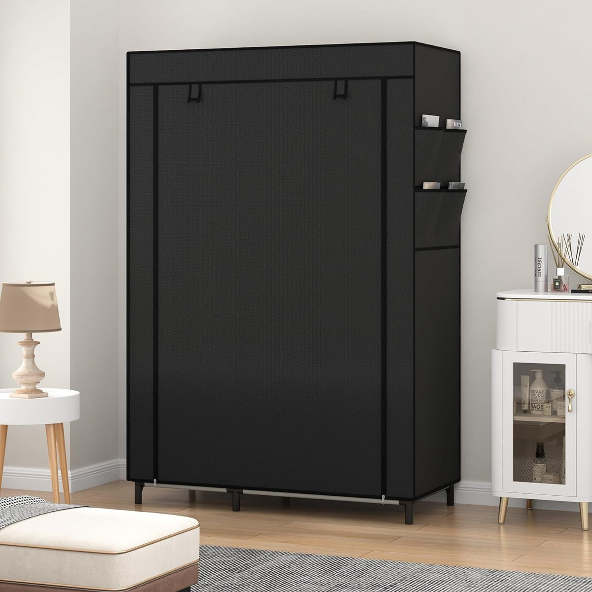 Portable Closet Organizer with 6 Shelves and Hanging Rod